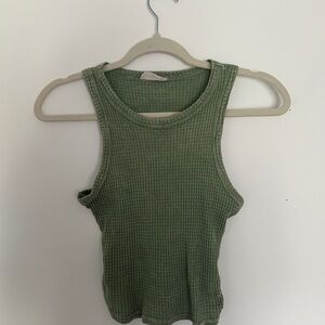 Altar’d State Green Ribbed Tank Top